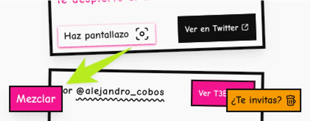 Imagen del botón de mezclar de la página lavidamodernaes.com