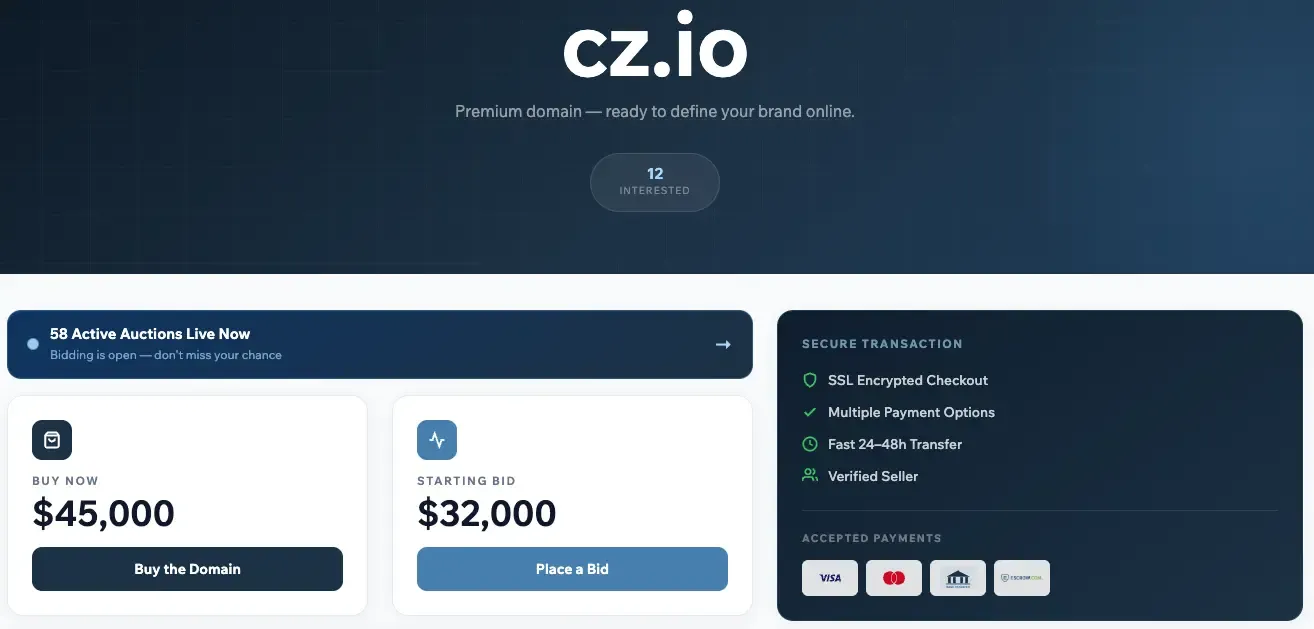 imagen de lo que cuesta el dominio cz.io